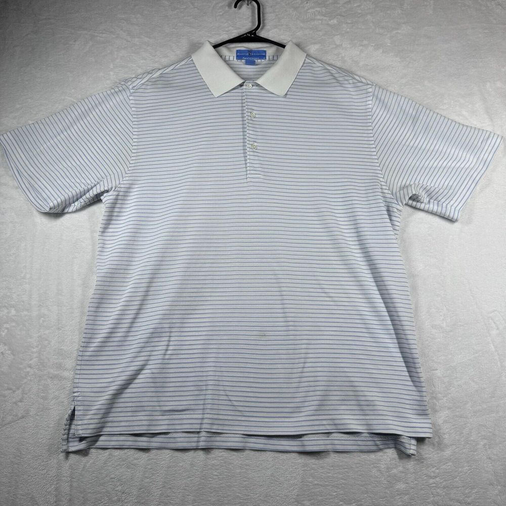 Fairway Greene Polo‎ Shirt Mens Large White Striped Golf Casual Logo